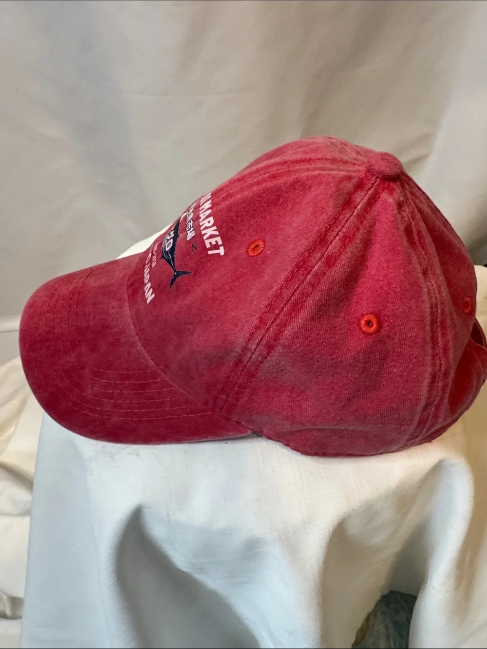 Tokyo Japan Tsukiji market Red Baseball Cap. Adjustable